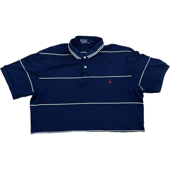 Polo Striped Navy Cropped Preppy 90’s Top - Picture 1 of 3